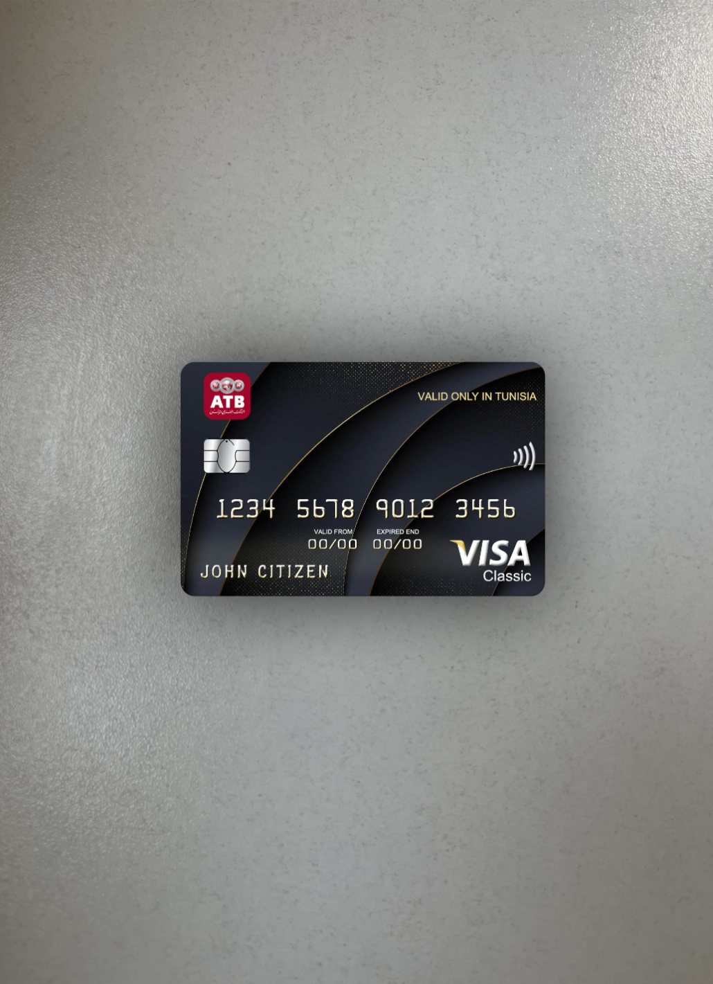 Download Tunisia ATB bank visa classic card photolook front Photoshop template